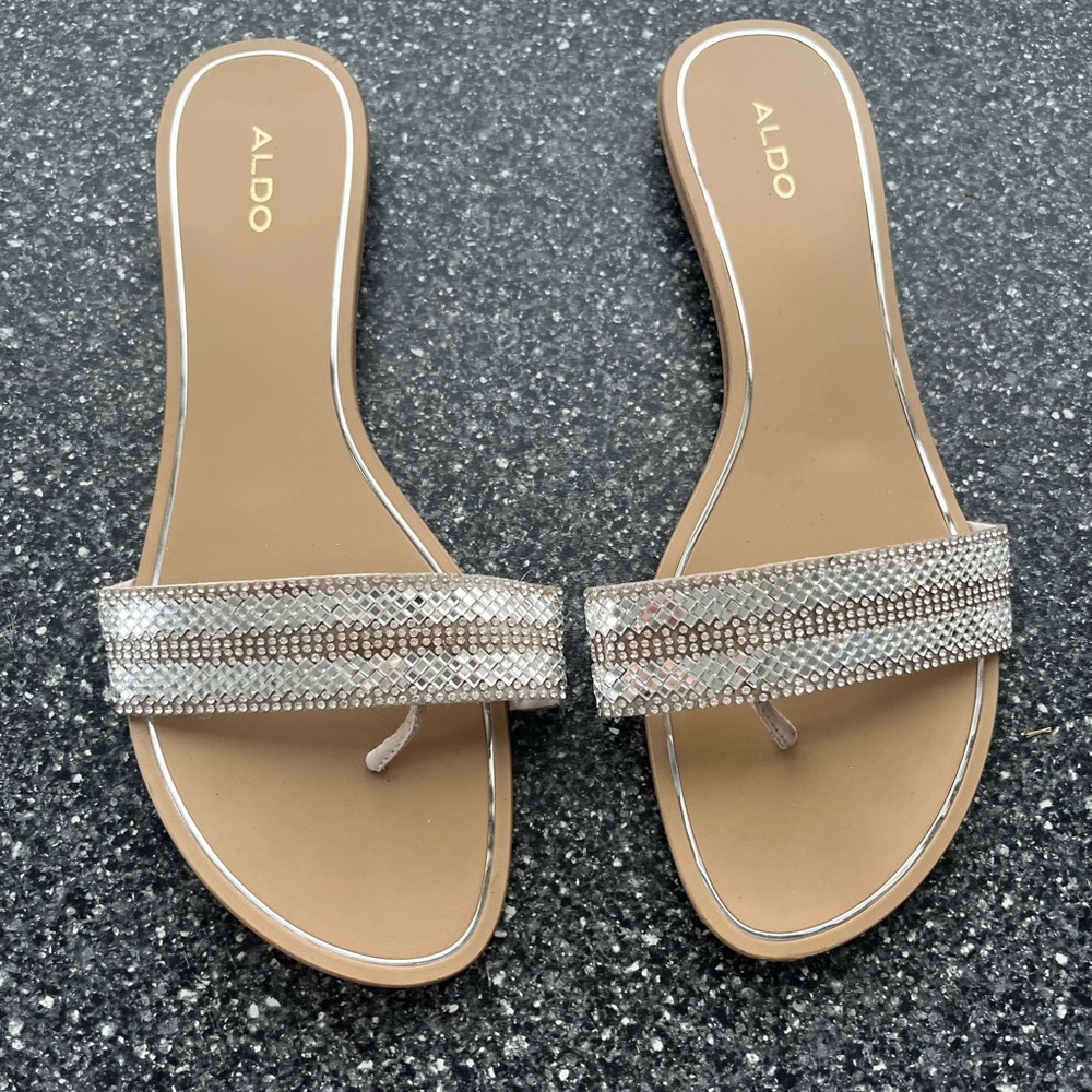 Aldo Silver Rhinestone Sandals